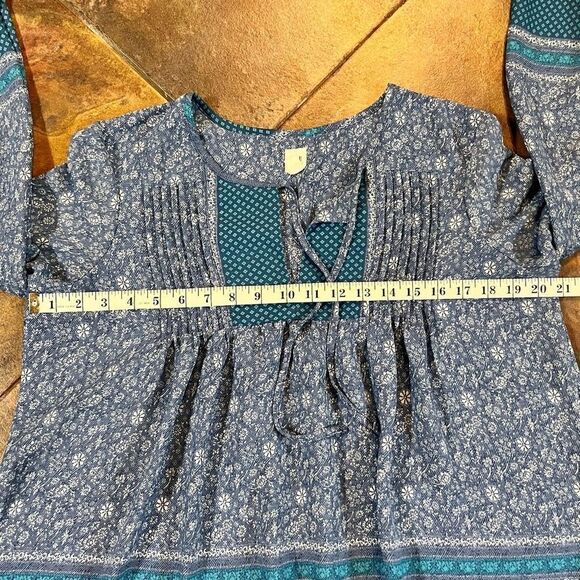 Gap Women’s Floral Blue Boho Peasant Blouse Size Medium - Picture 7 of 10